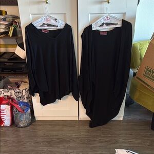 Black Asymmetrical Oversized Long Sleeve Blouse